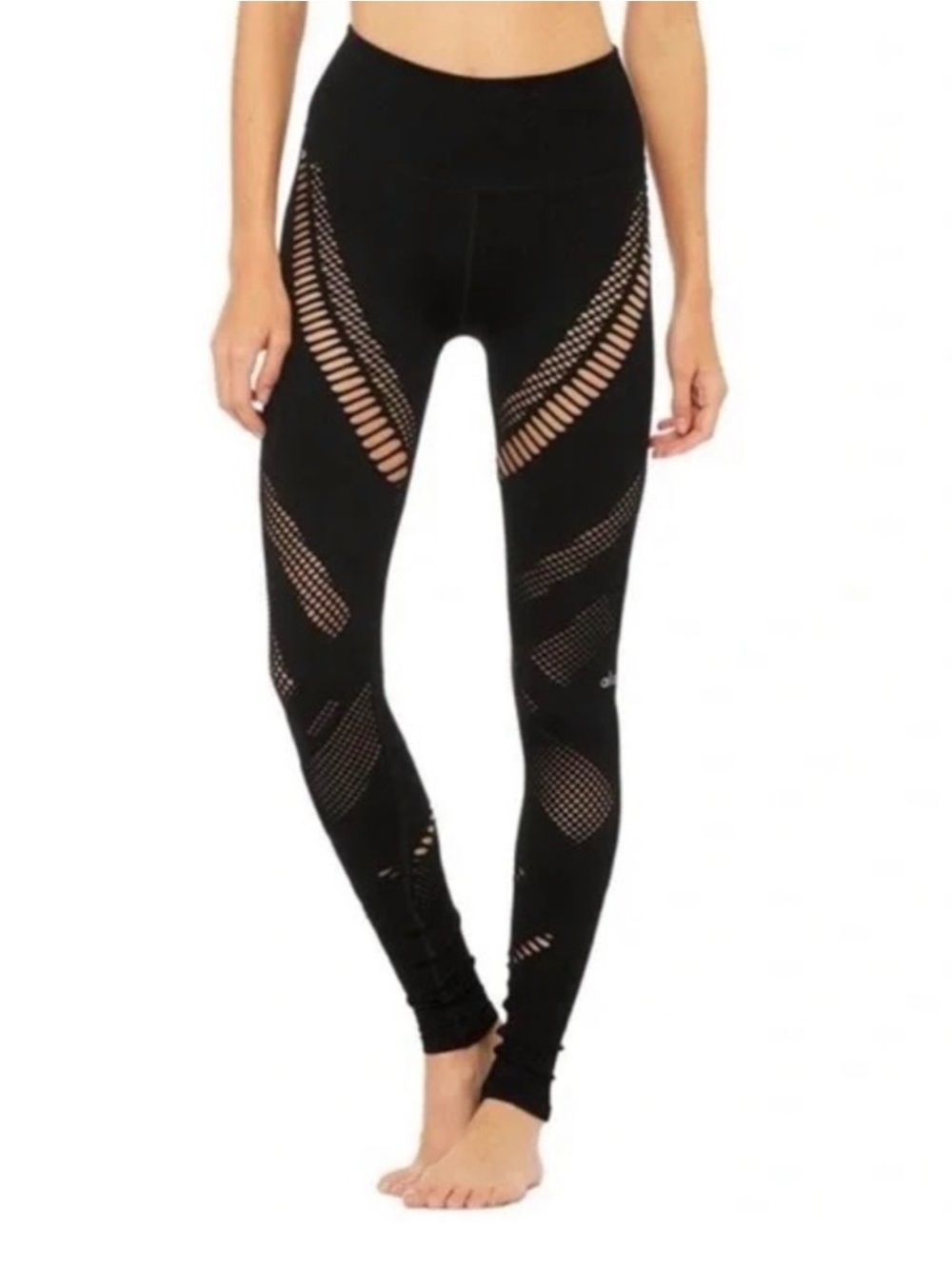 ALO brand new Yoga Black Laser-Cut Seamless Leggings